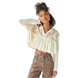 Urban Outfitters Melani Floral Embroidered Top S NWT